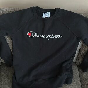Champion Crew Neck, Black, Size Small